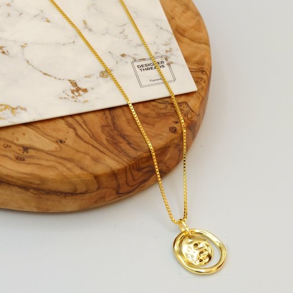 Mila 18K Gold Vermeil Hammered Medal Necklace - Picture 5 of 11